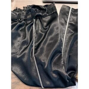 Express Silky Black High Rise Paperbag Waist  Pants with Rhinestone Seam- Small